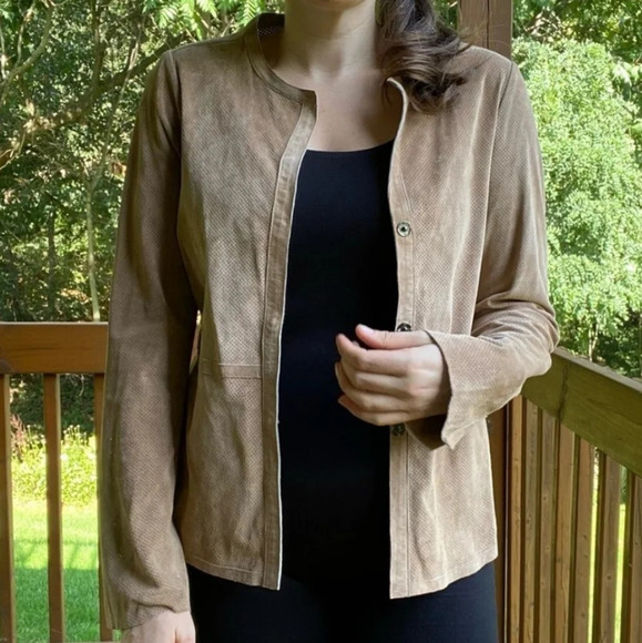 Ecru suede perforated fitted snap bluish gray soft pliable western street wear s - Picture 11 of 14